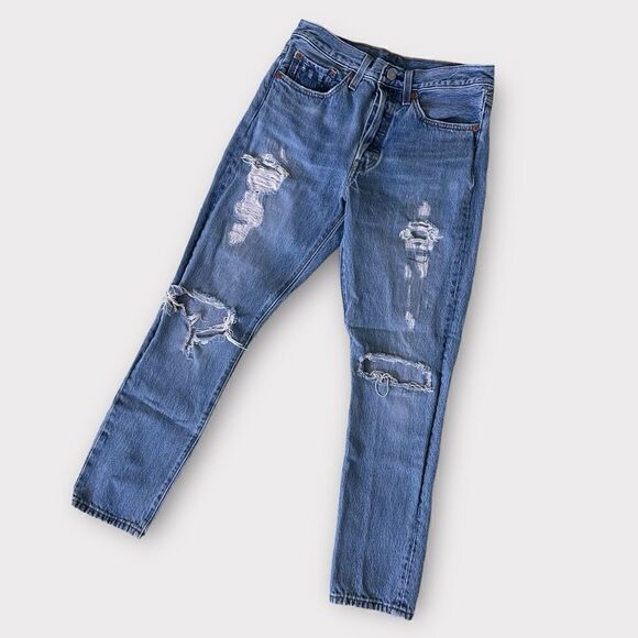 Levi’s 501 Distressed Jeans Size Small - Picture 3 of 8
